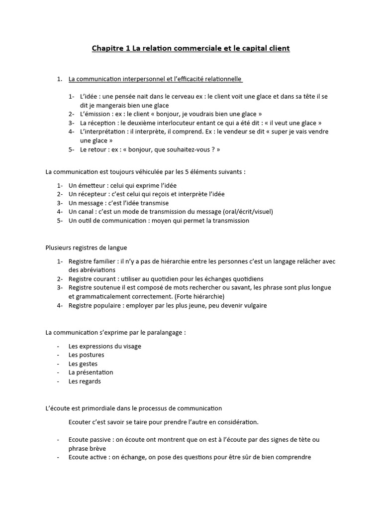Gestion de la relation commerciale efficace | PDF