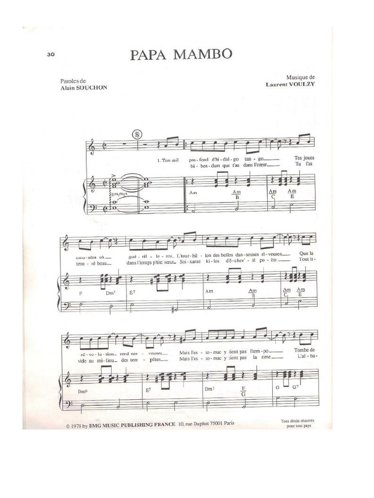 Alain Souchon - Papa Mambo | PDF