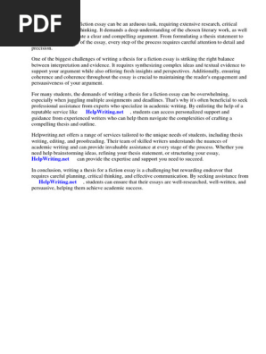 Fiction Essay Thesis and Outline