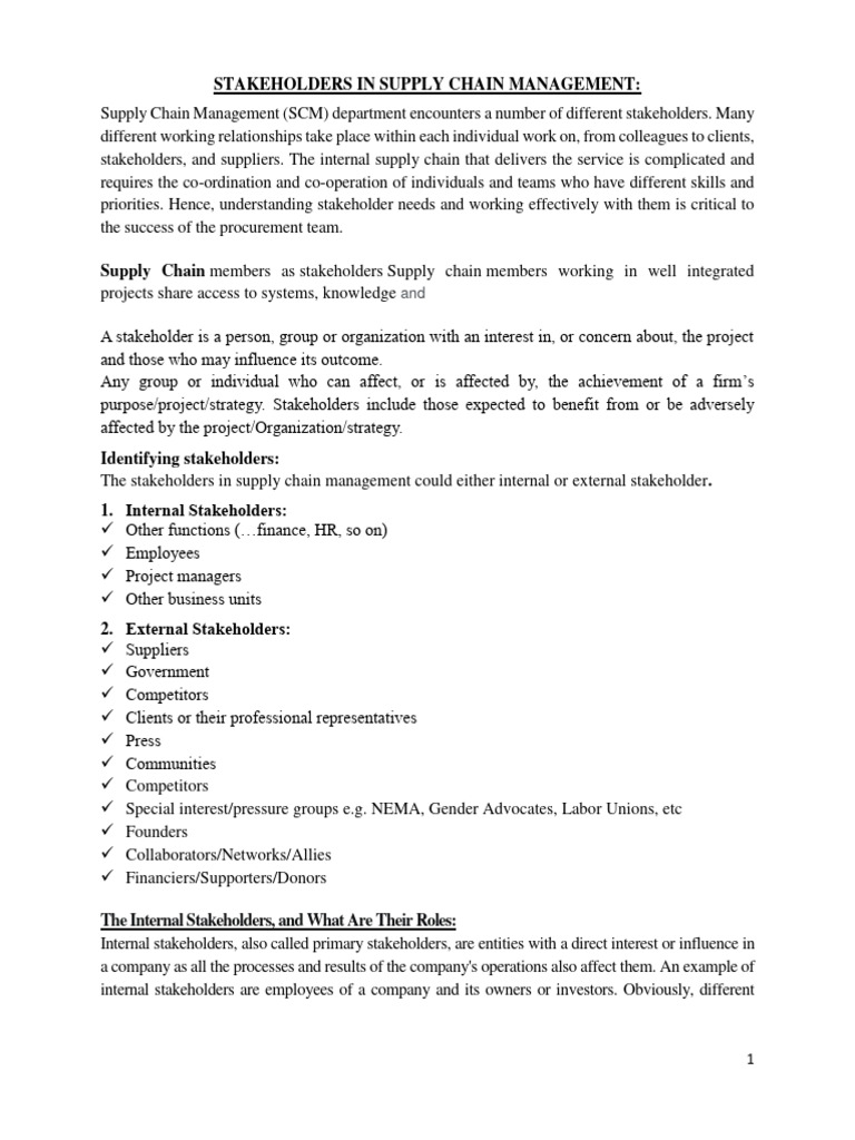 3-Stakeholders in Supply Chain Management | PDF | Supply Chain ...