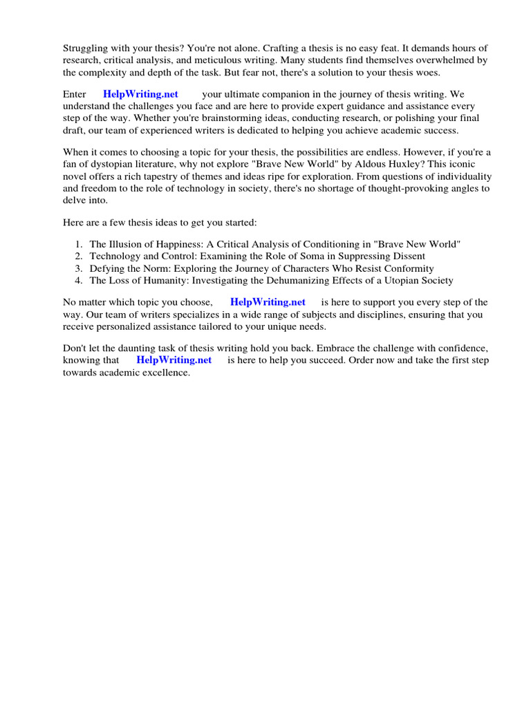 Thesis Ideas For Brave New World | PDF | Social Science