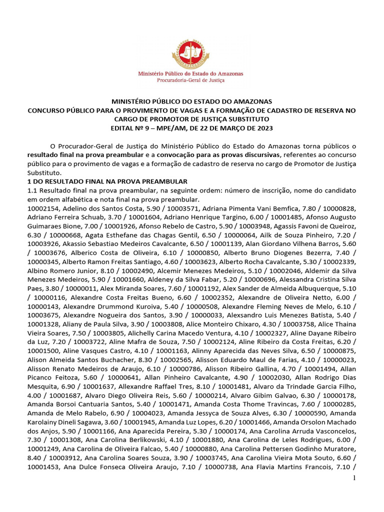 Ed 9 Mpe Am Promotor 2022 Res Final Prova Preambular Conv Disc | PDF