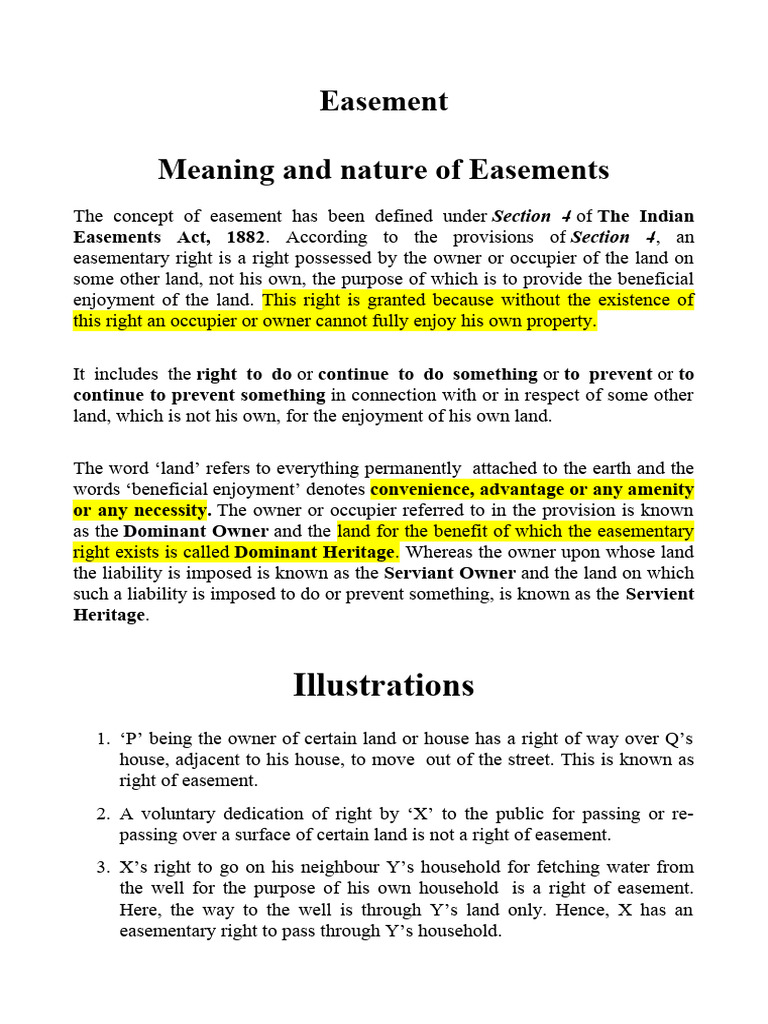 Easement & Adverse Possession - Priyanka Notes | PDF