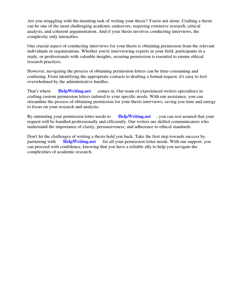 Sample Permission Letter to Conduct Interview for Thesis | PDF