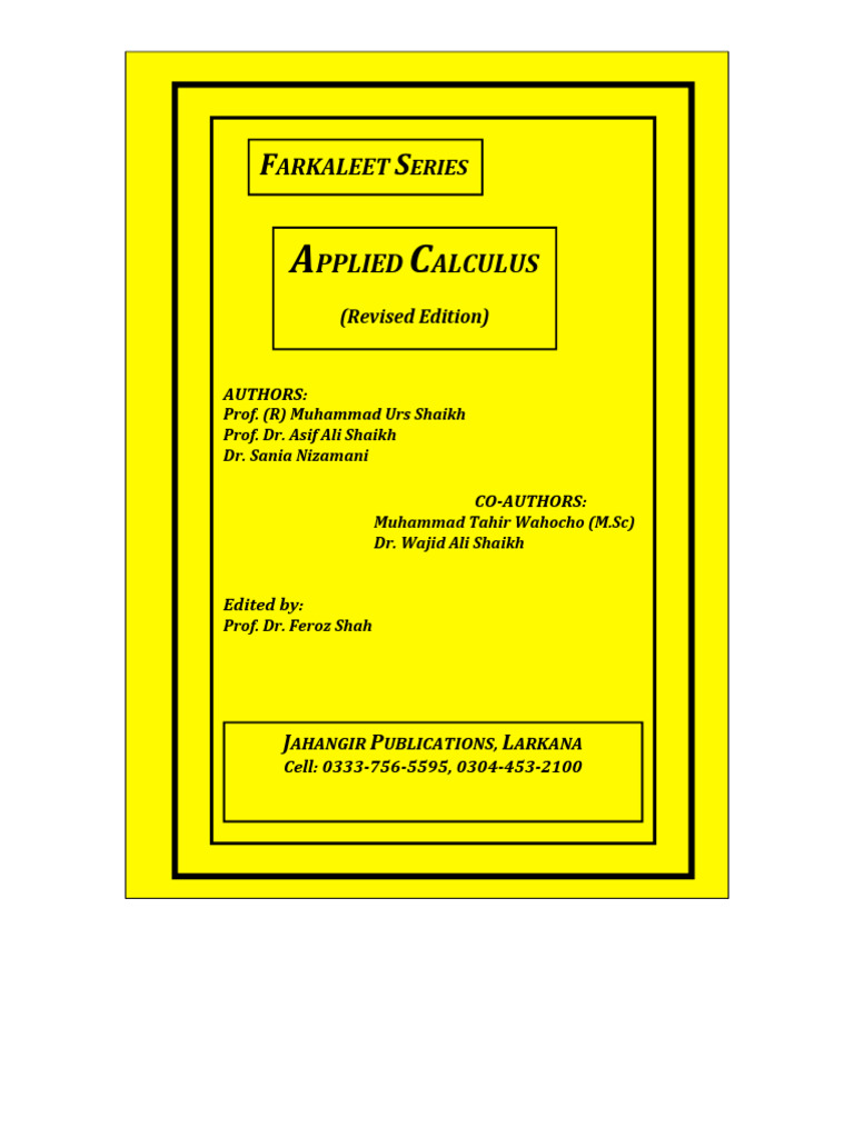 Final Critical Ride 1と2セット Applied Calculus Farkaleet Series | PDF | Vector Calculus