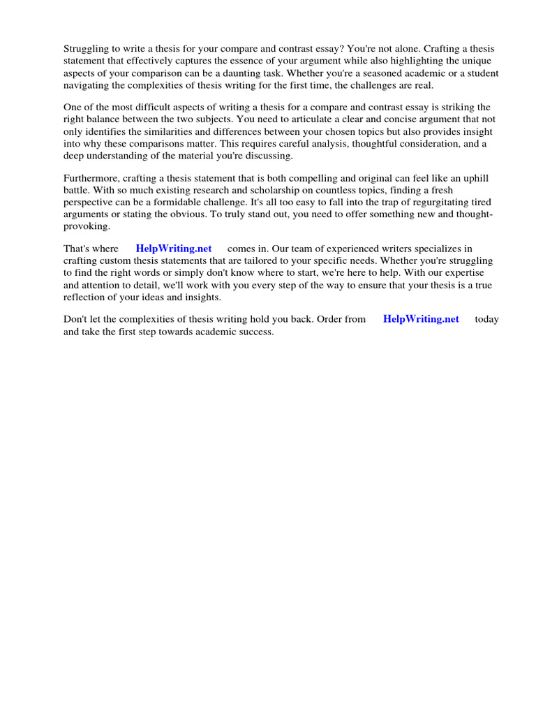 How To Write A Thesis For Compare and Contrast Essay | PDF | Essays ...
