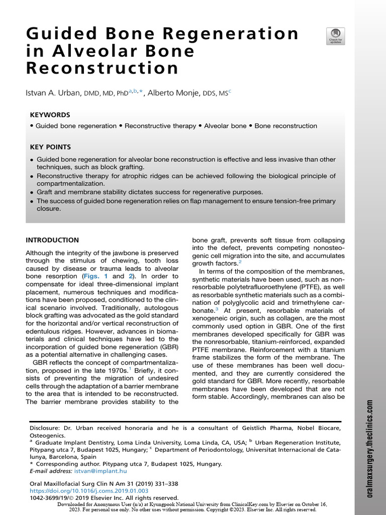 04 Urban 그리고 Monje - 2019 - Guided Bone Regeneration in Alveolar Bone ...