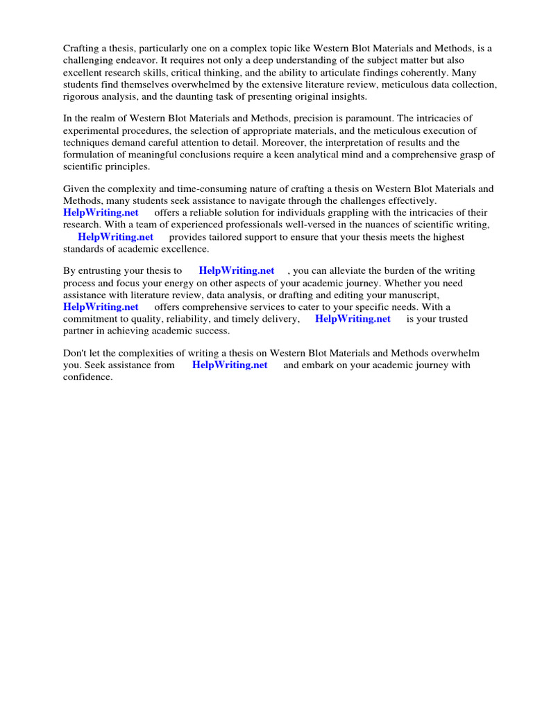 Western Blot Materials and Methods Thesis PDF