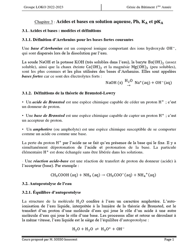 Acides et bases en solution aqueuse | PDF | Acide | Ph