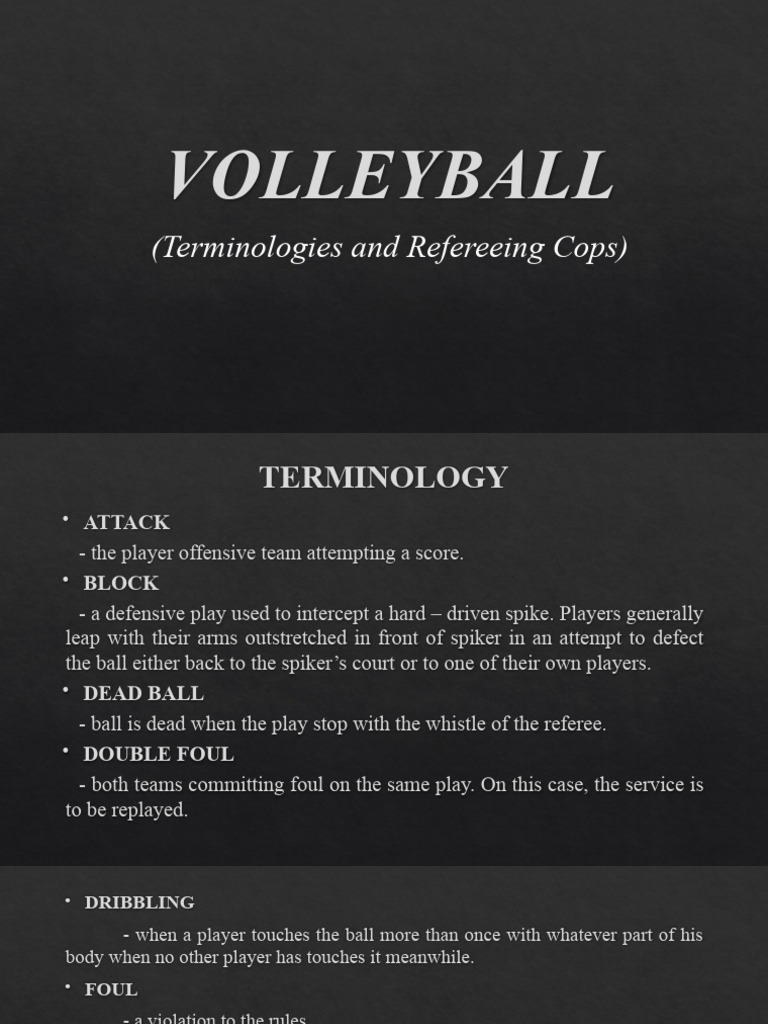 Volleyball Terminologies And Refereeing Cops Pdf Volleyball Referee