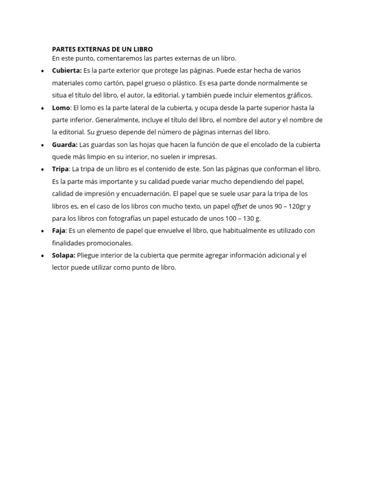 Partes Externas de un Libro | PDF