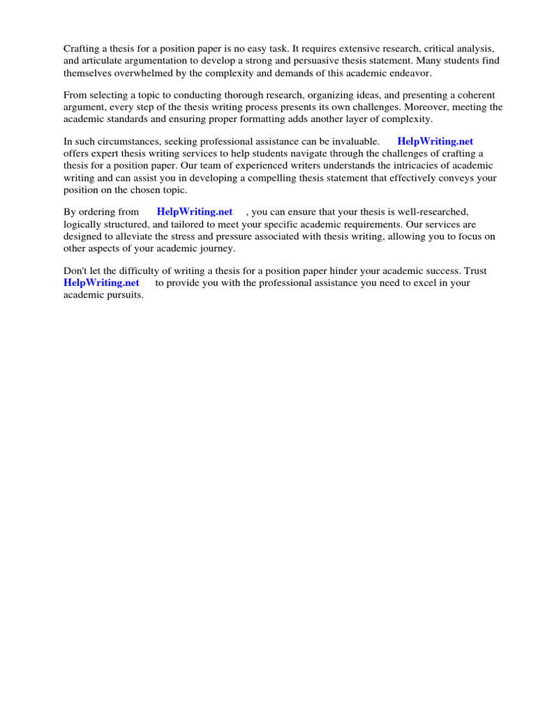 Thesis For Position Paper | PDF | Essays | Thesis