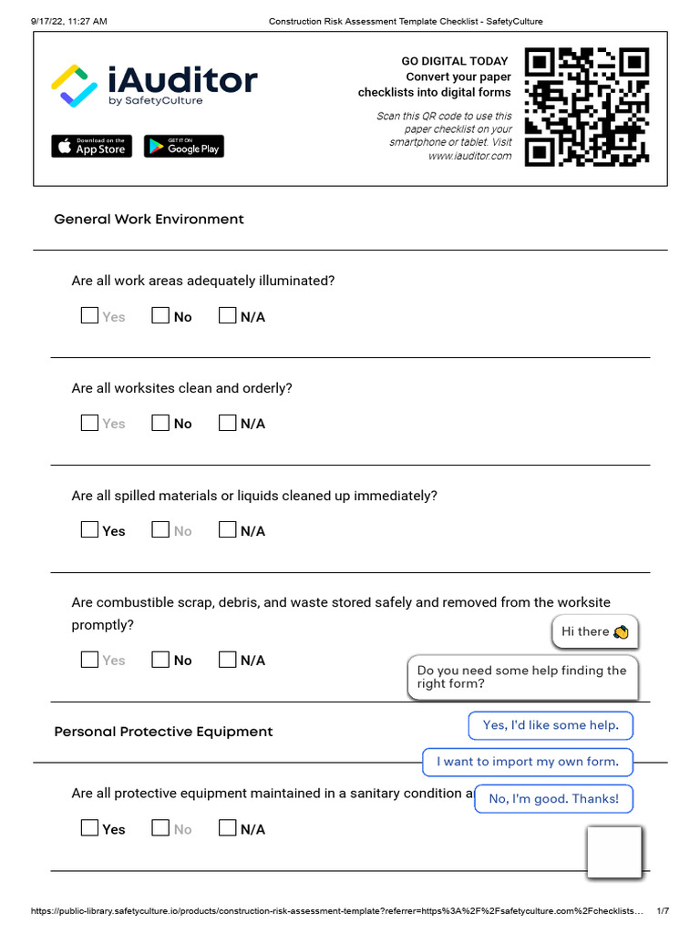 Construction Risk Assessment Checklist | PDF | Stairs | Personal ...