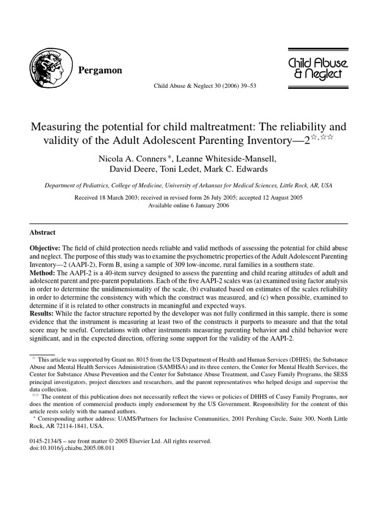 Validating AAPI-2 for Child Maltreatment Assessment | PDF | Psychology