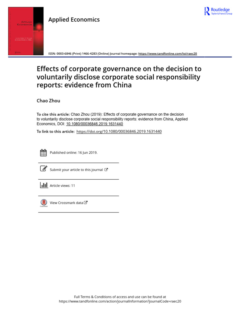 Corporate Governance and CSR Disclosure | PDF | Corporate Social ...