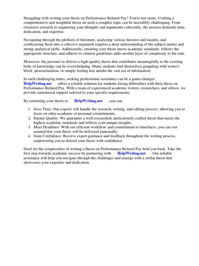 Thesis On Performance Related Pay | PDF | Performance Appraisal