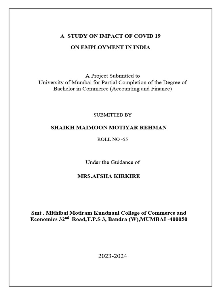 COVID-19's Impact on Employment in India | PDF | Economies