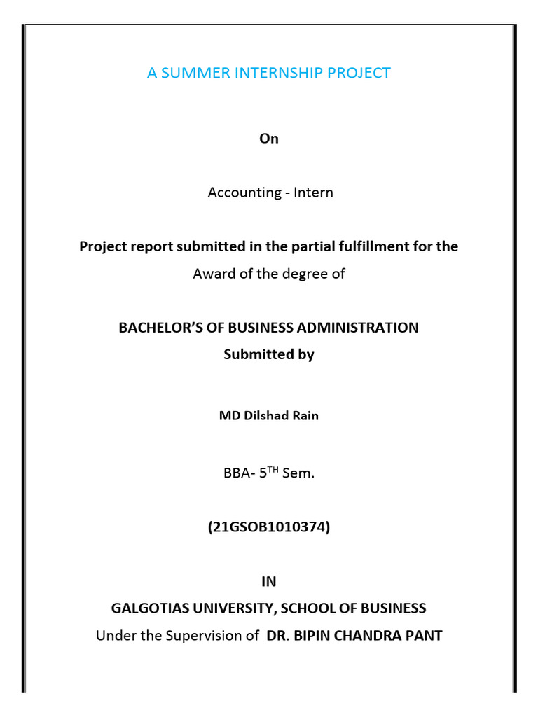 A Sip Report (Md. Dilshad Rain) | PDF | Audit | Accounting