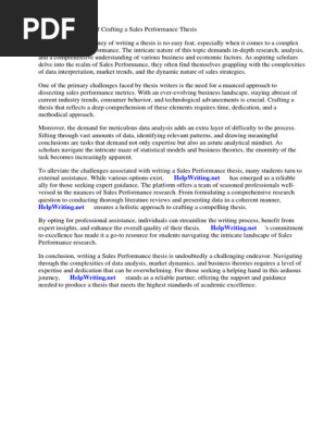 Sales Performance Thesis