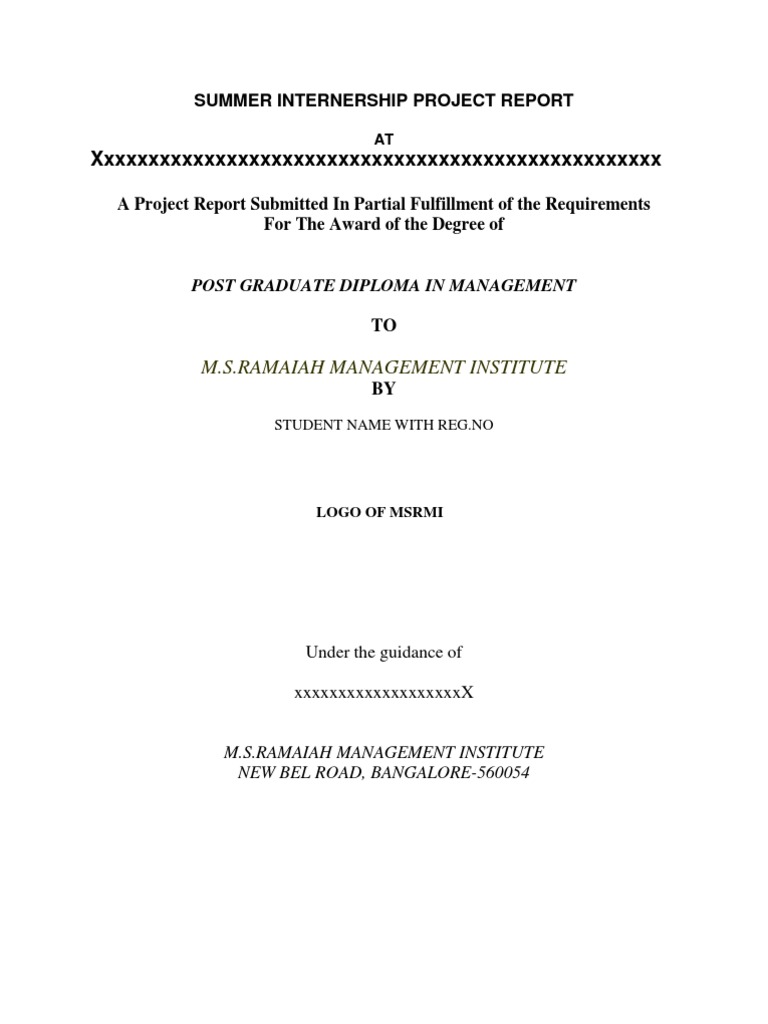 Summer Internship Project Report | PDF | Career & Growth