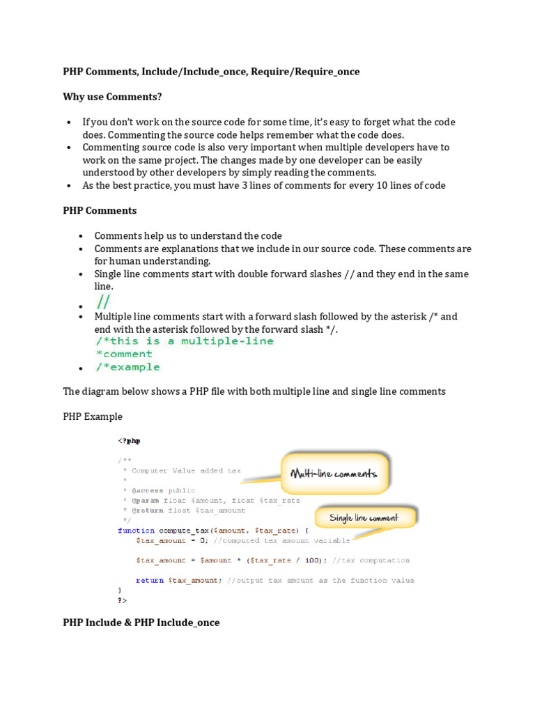 PHP Comments and Include Statements Guide | PDF | Computers