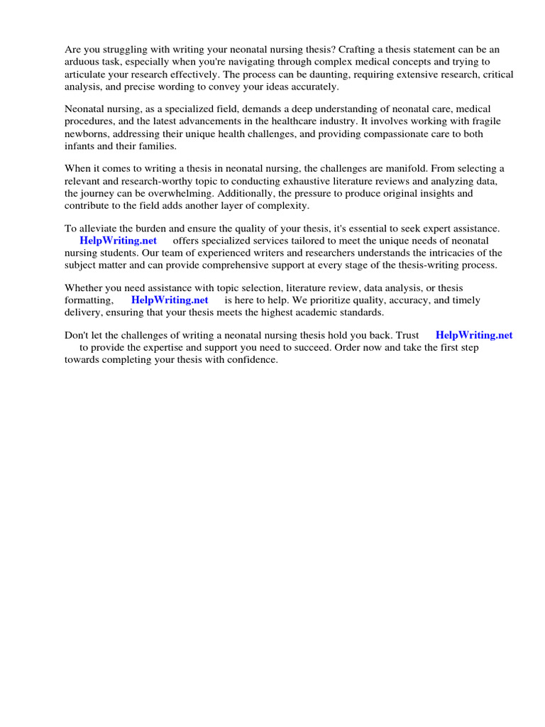 Neonatal Nursing Thesis Writing Guide | PDF | Breastfeeding | Nursing