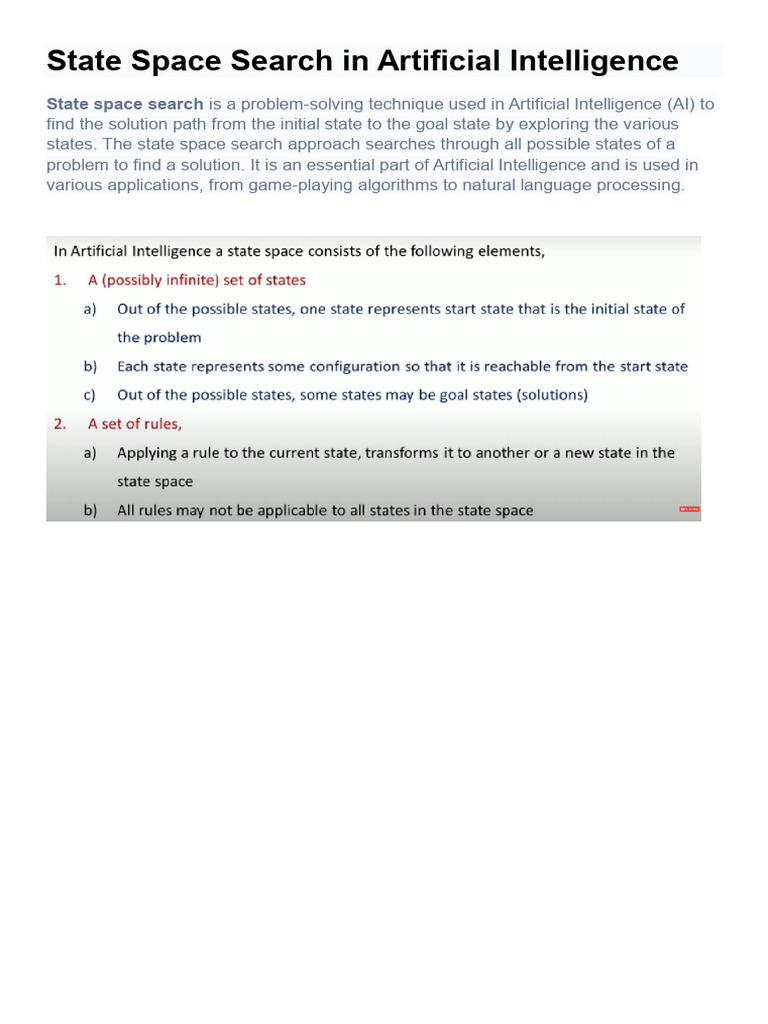 State Space Search in AI Algorithms | PDF | Mathematical Relations ...