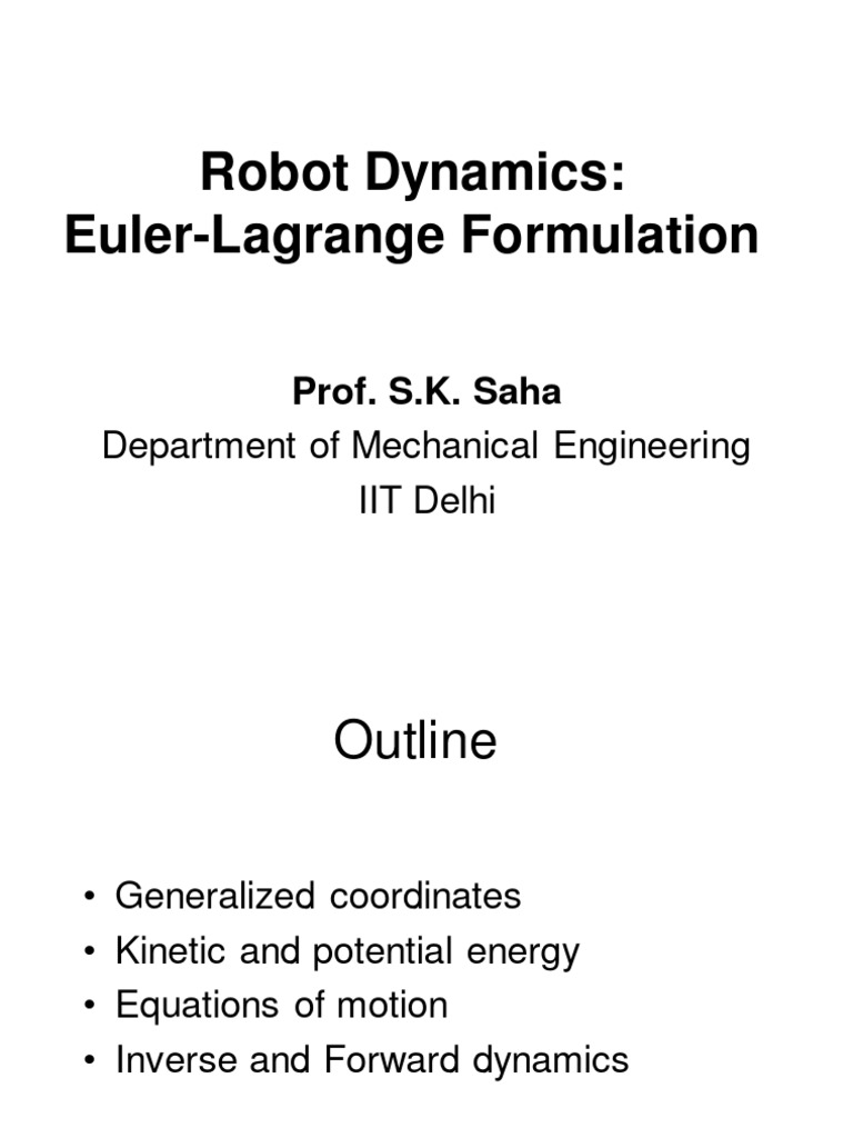 Lagrangian Dynamics in Robotics | PDF | Lagrangian Mechanics | Physics