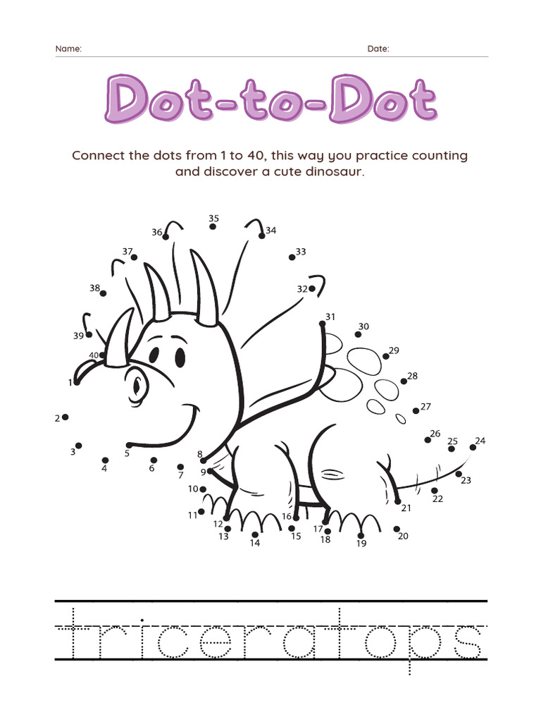 Dinosaur Dot-to-Dot Activity Sheets | PDF | Teaching Methods ...
