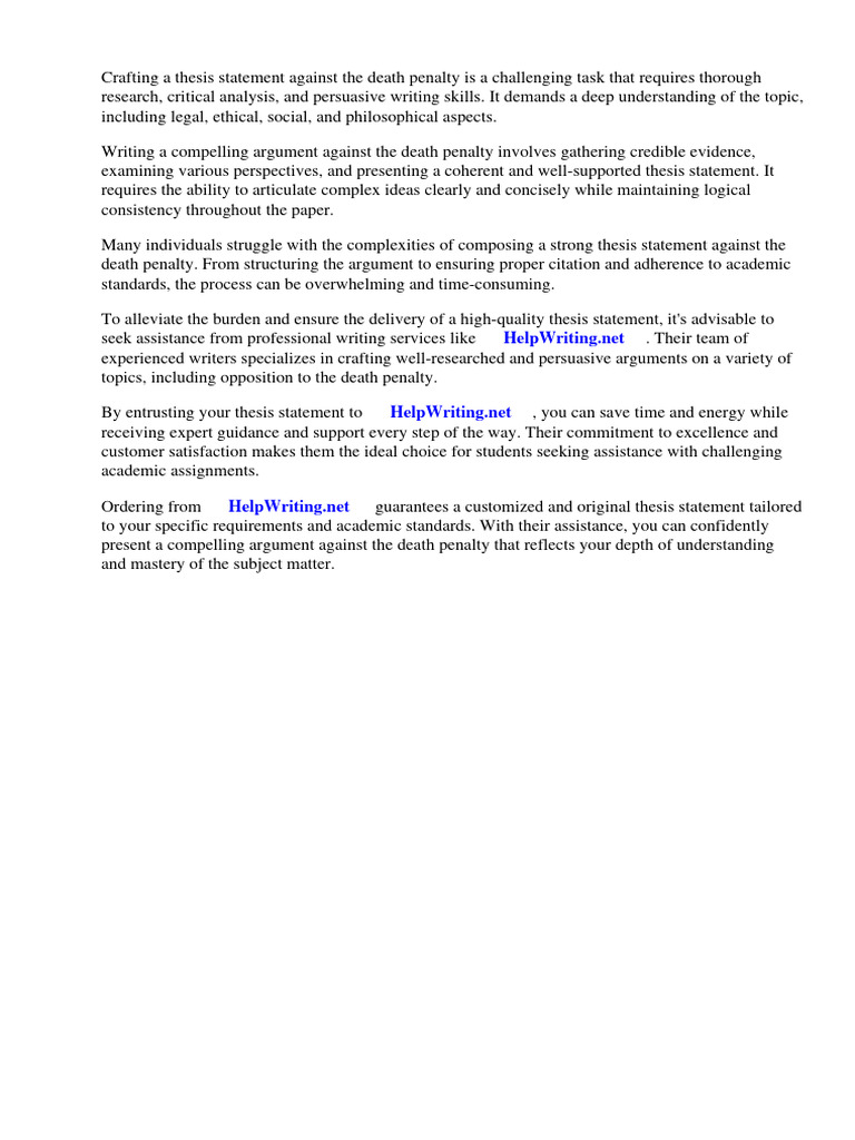 Thesis statements against the death penalty pdf capital punishment