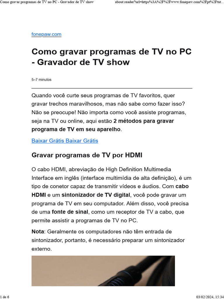 Como Gravar Programas de TV No PC - Gravador de TV Show | PDF ...