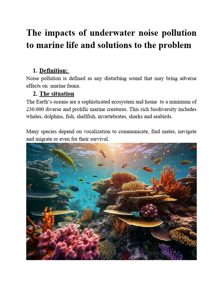 Underwater Noise Pollution Effects & Solutions | PDF | Reflection ...