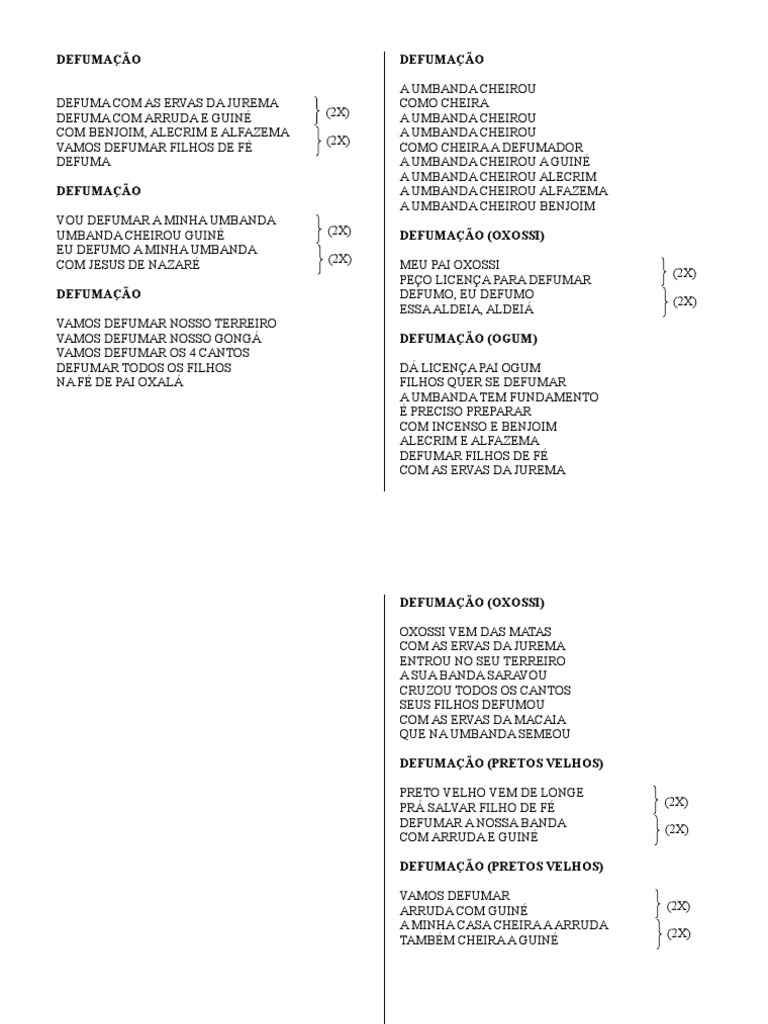 Umbanda - Pontos - Letras de Pontos de Defumacao | PDF | África ...