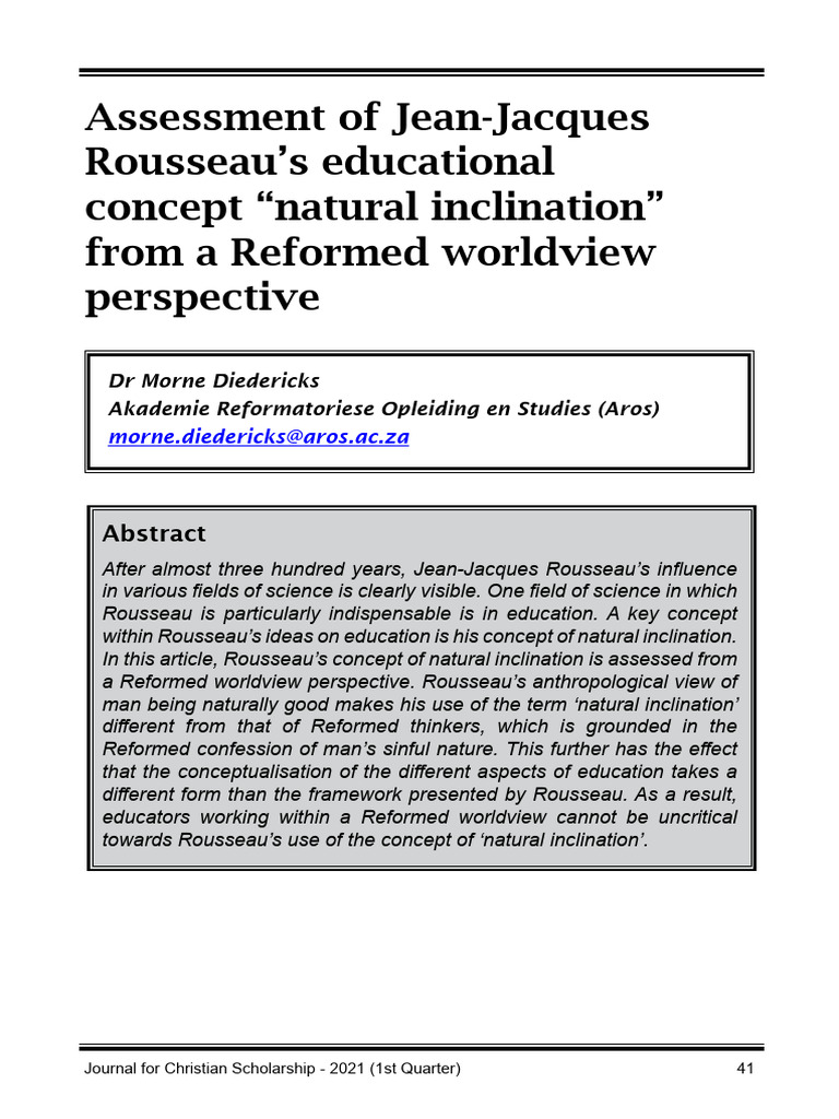 Assessment of Jean Jacques Rousseau S Ed PDF Jean Jacques Rousseau
