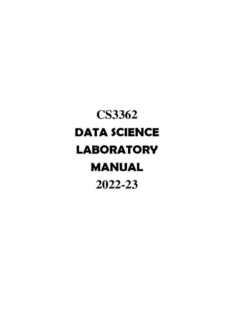 CS3362 Data Science Laboratory Manual 202223 Download Free PDF