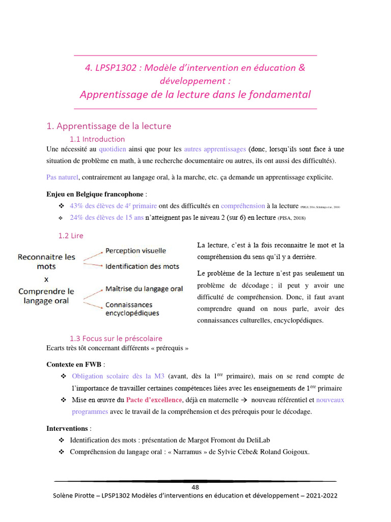 Optimiser l'apprentissage de la lecture | PDF | Apprentissage ...