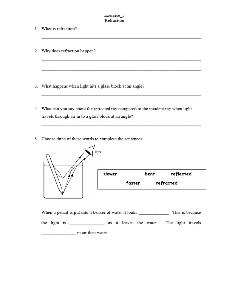 Exercise 5 Refraction | PDF | Art | Self-Improvement