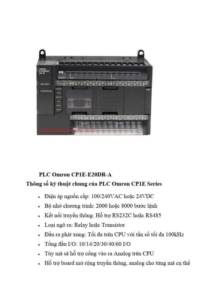 Thông số kỹ thuật chung của PLC Omron CP1E Series | PDF