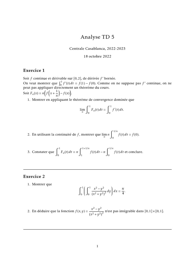 Analyse TD5 | PDF