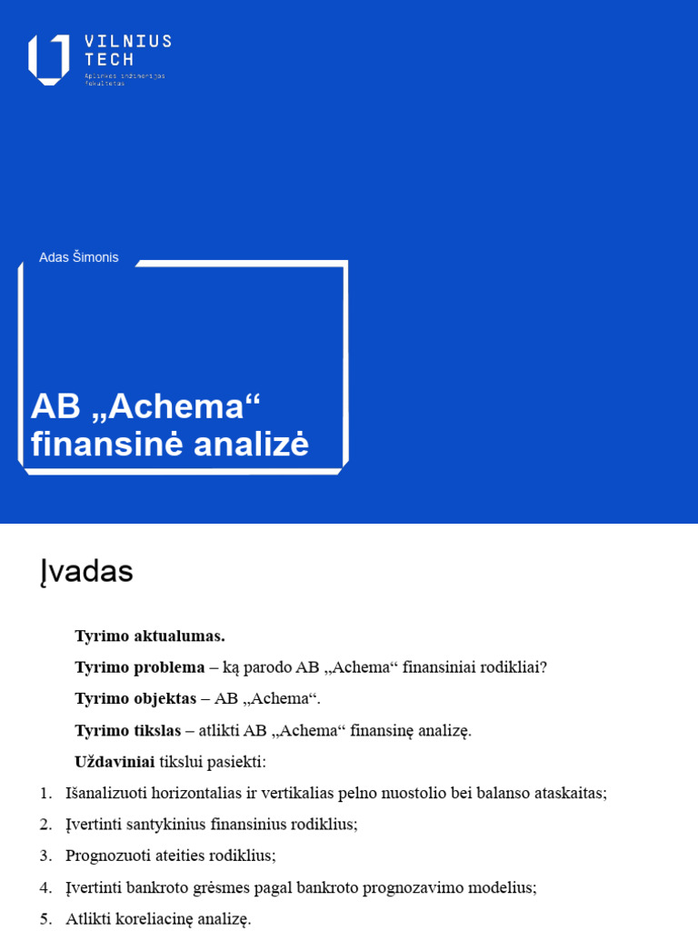 Finansinė Analizė Kursinis Pristaymas | PDF