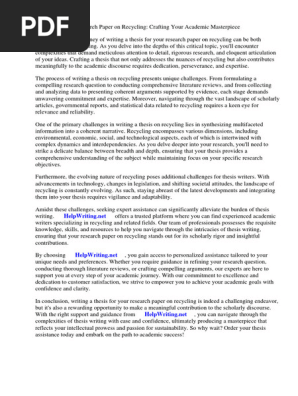 Thesis for Research Paper on Recycling