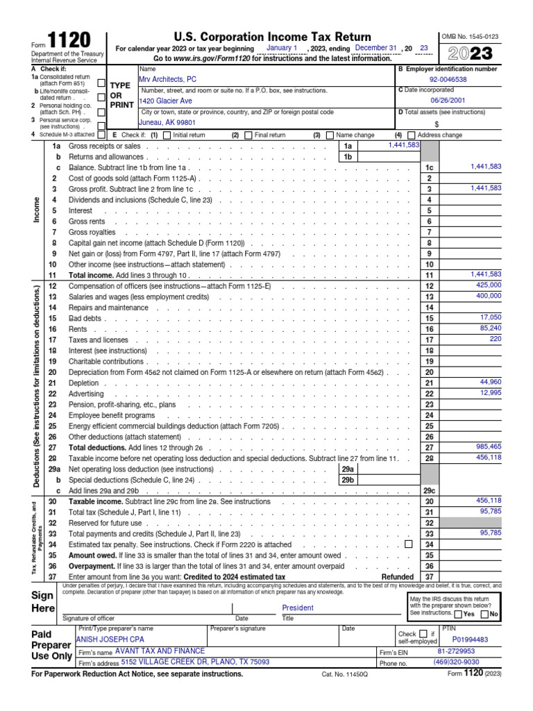 1120 s form 2023