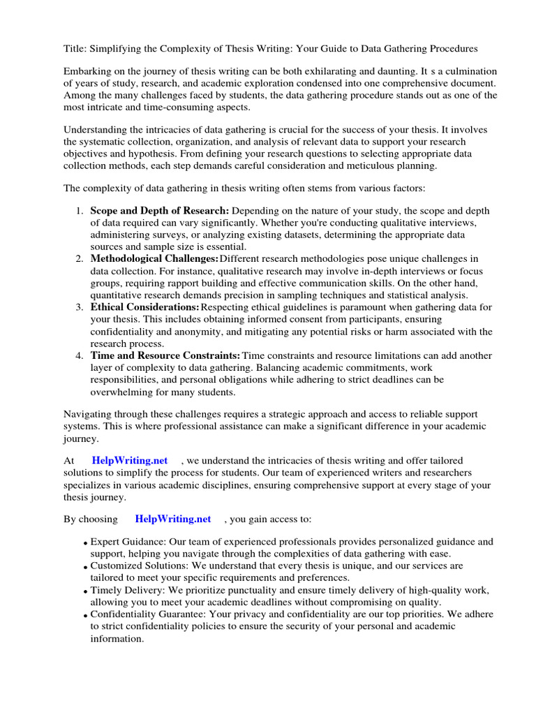 Data Gathering Procedure in Thesis Writing PDF Methodology Data