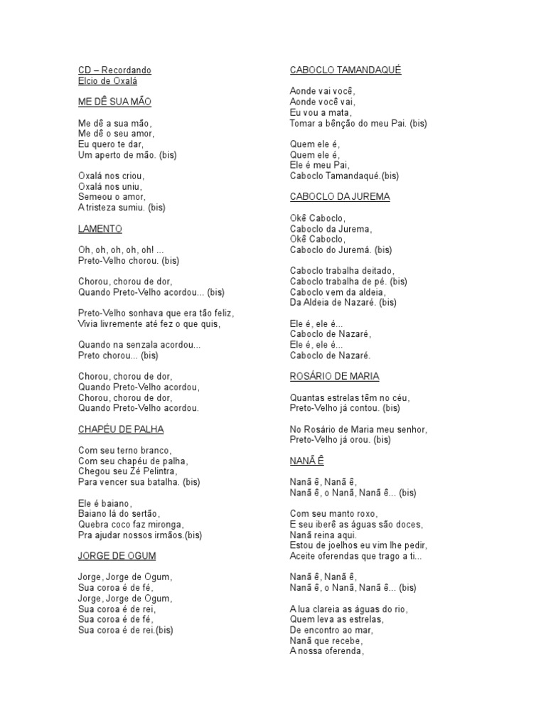 Pontos de Umbanda: CD Recordando | PDF | Religião e crença