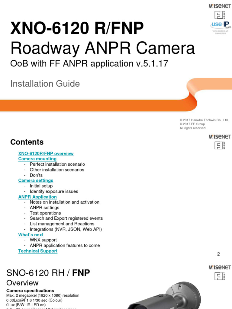 XNO-6120R ANPR Camera Installation Guide | PDF | Camera | Computing
