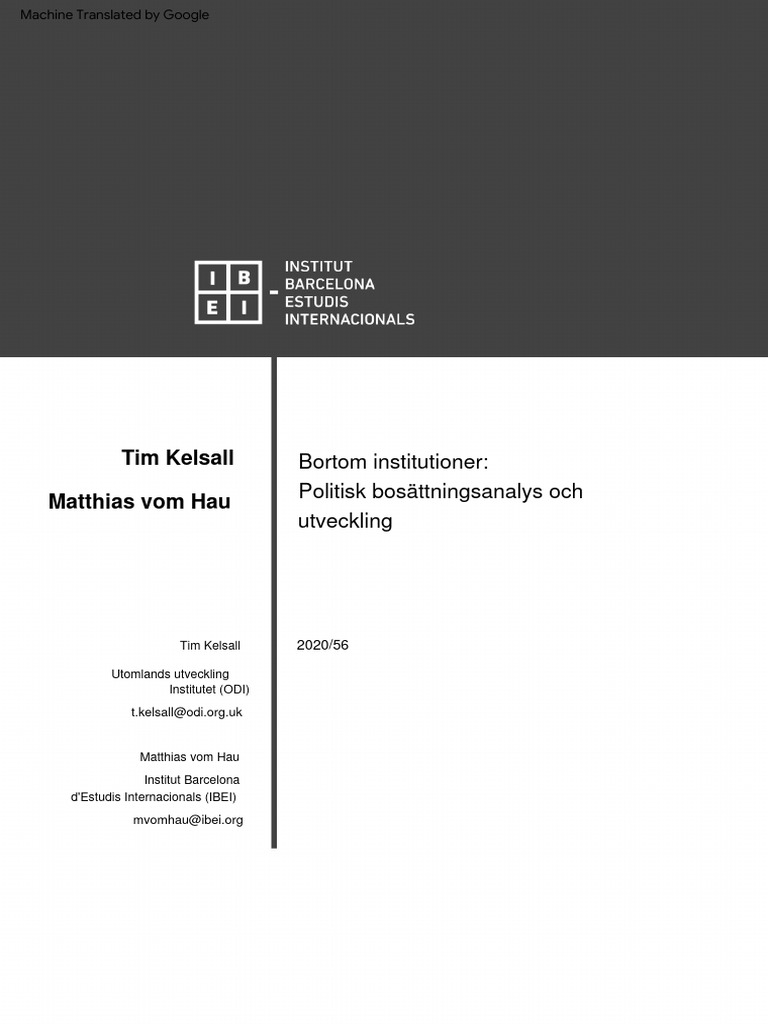 Beyond institutions political settlements analysis and development