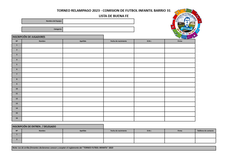 Planilla de Buena FeCFIB31 PDF