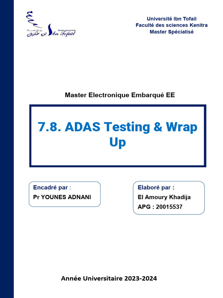 7.8. ADAS Testing & Warp Up Khadija El Amoury | PDF | Simulation ...