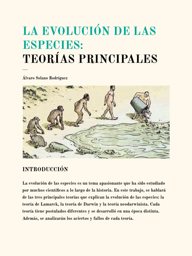 Teorías de Evolución: Lamarck, Darwin y Neodarwinismo | PDF | Evolución ...