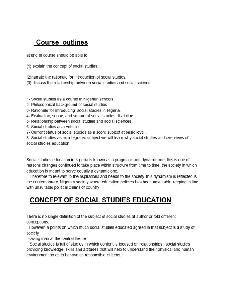 Social Studies Education in Nigeria | PDF